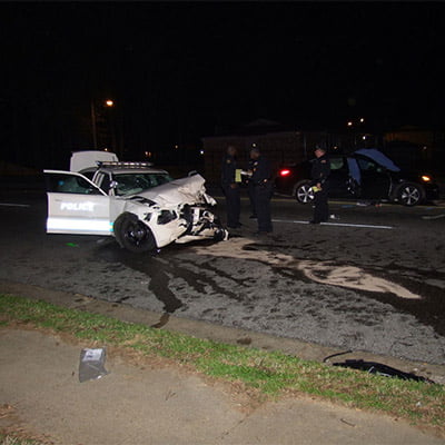 a car collision at night